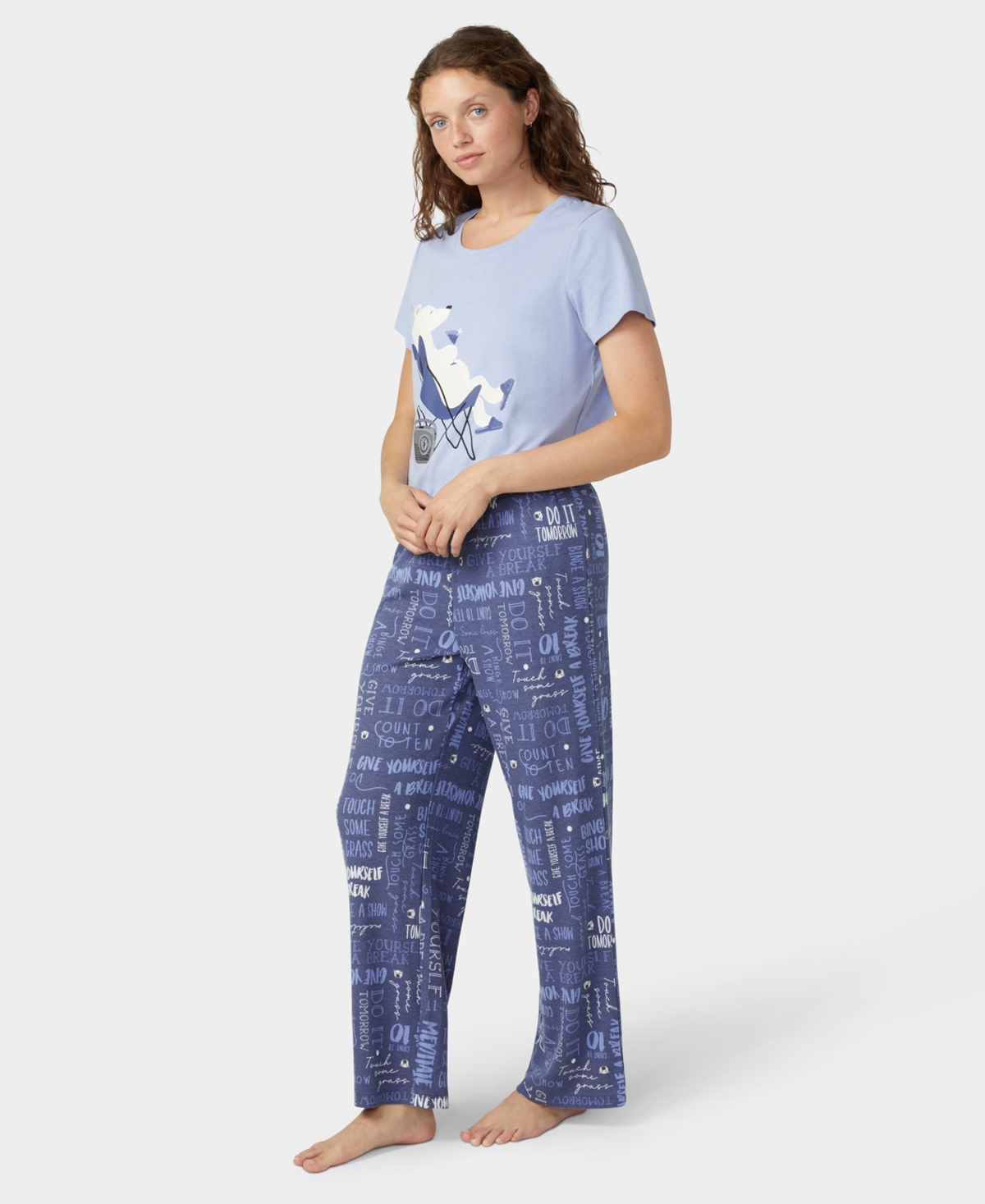 Hue Women's 2-piece Embellished Short Sleeve Pajama Set In Blue