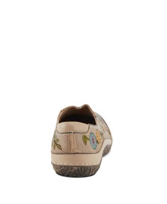 L’Artiste Women’s Libora-Delite Handpainted Leather Floral Slip-On Shoes with Removable Insole