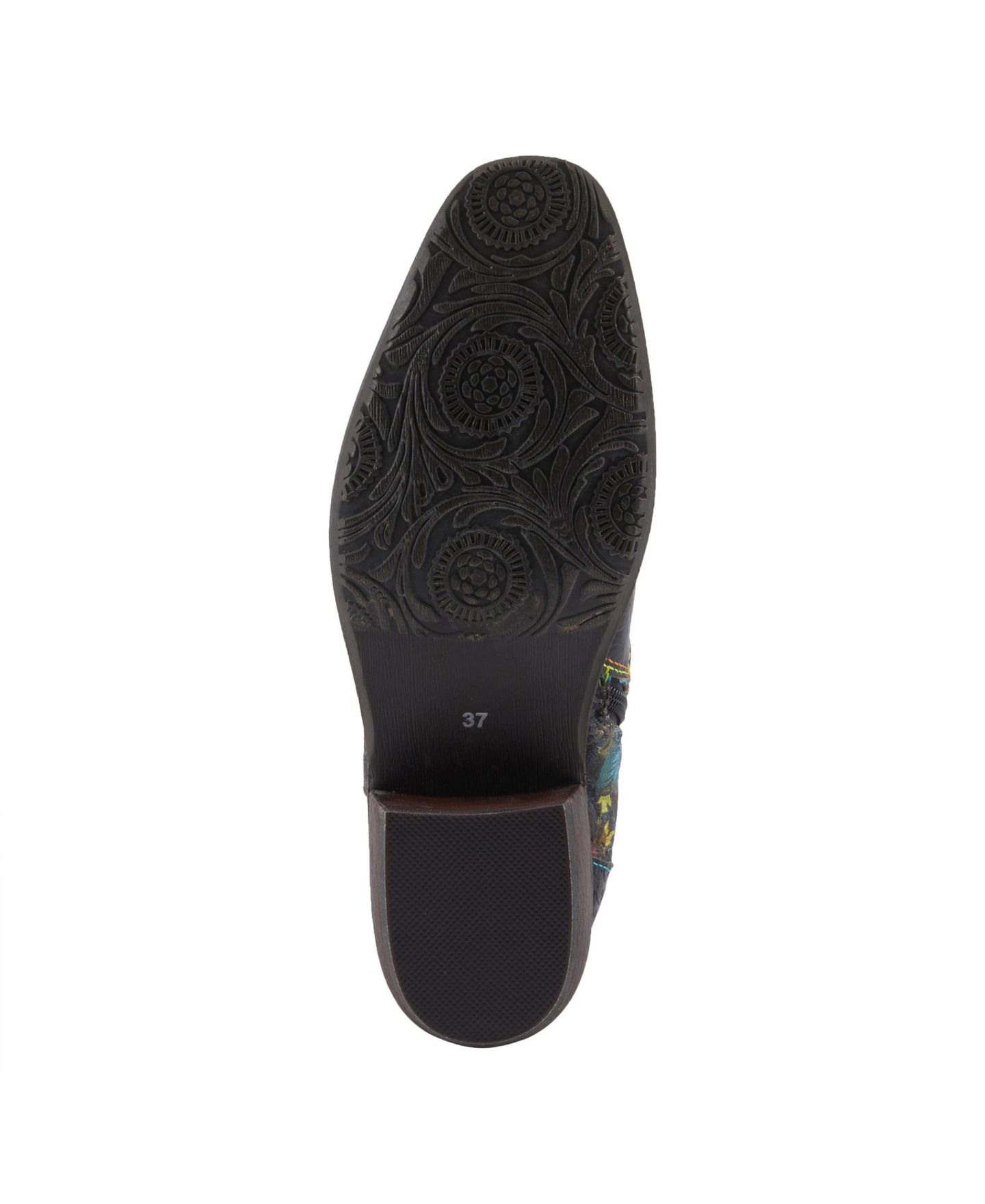 Женские ботинки L'Artiste L Artiste Women s Rodeoqueen-Viv Western Tall Boots with Embossed Leather, Floral Velvet Shaft, and Stacked Heel, цвет: Чёрный разноцветный — фото 6