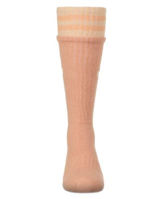 Girls Ribbed Cotton Blend "Heart and Stripes" Knee Sock