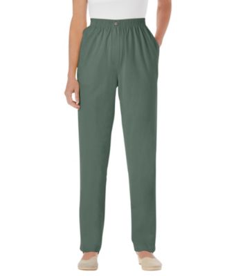 Women's Plus Size Petite Straight-Leg All-Cotton Denim Pull-On 7-Day Elastic-Waist Jeans