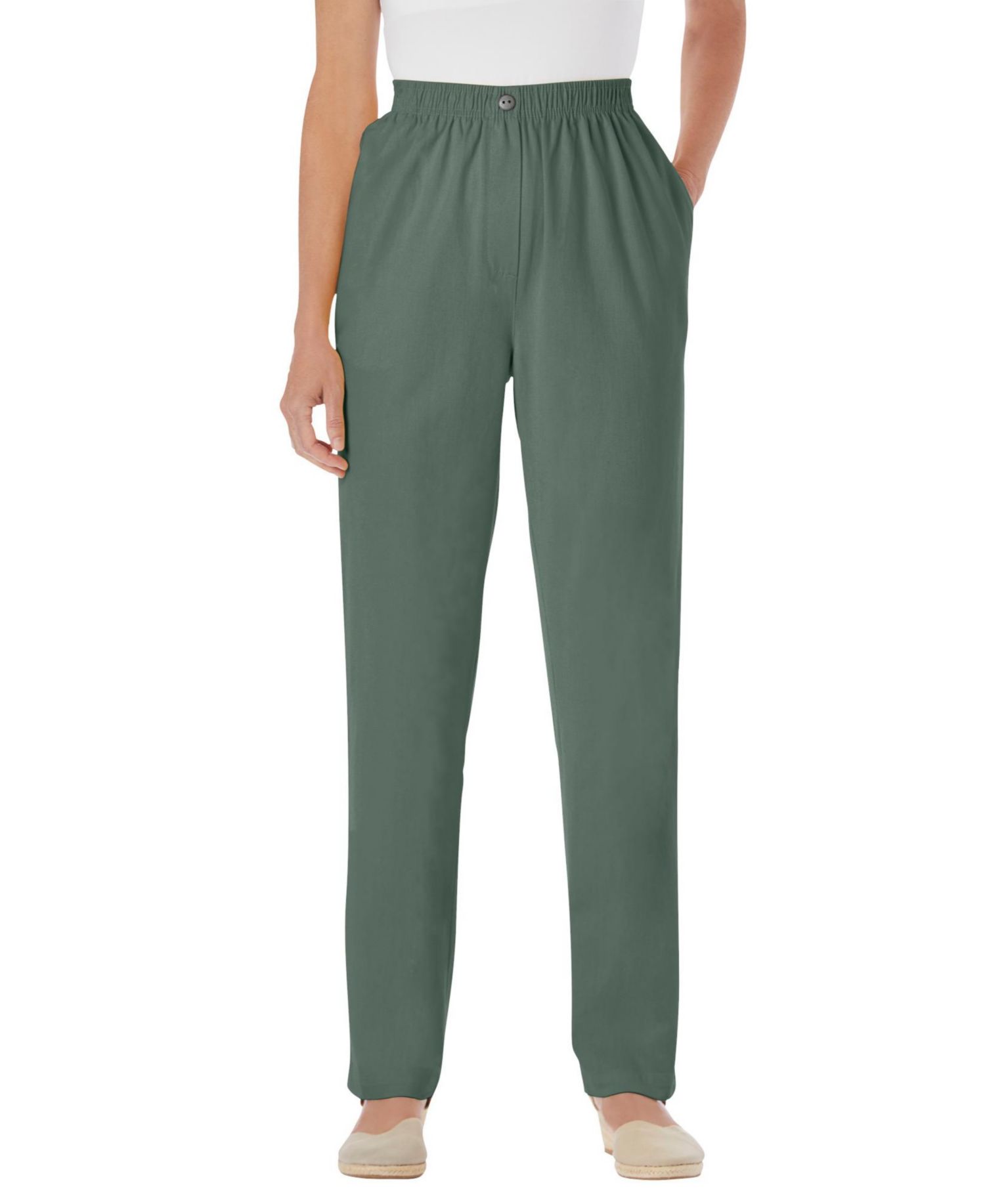 Petite Within Straight-Leg All-Cotton Denim Pull-On 7-Day Elastic-Waist Jeans