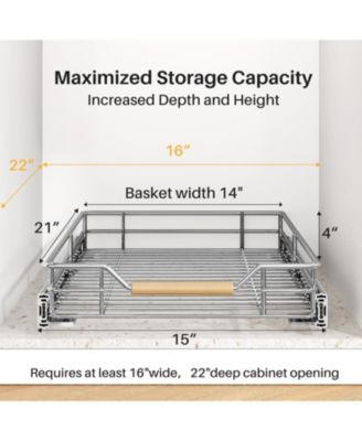 Pull out Cabinet Organizer,Heavy Duty Smooth Sliding Under Cabinet Shelves for Pots and Pans,Roll out Drawers with Thickened Chrome Plating,Slide out Drawers for Home Kitchen Pantry(15"W X 21"D)