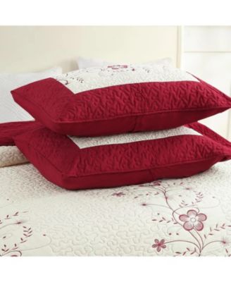 3 Piece Queen Size Embroidery Quilt Set Lightweight Bedspread Set Queen