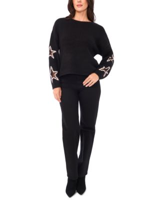 Women's Crewneck Star Pattern Sweater