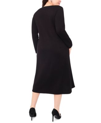 Plus Size Long Sleeve Midi Dress