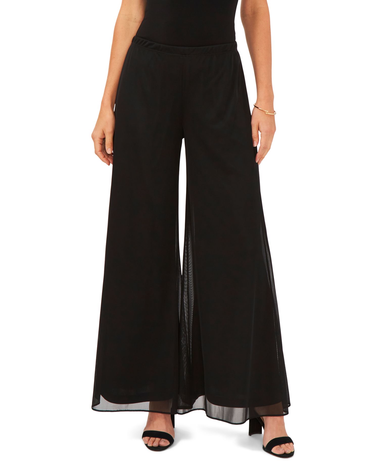 Mesh Wide-Leg Dress Pants