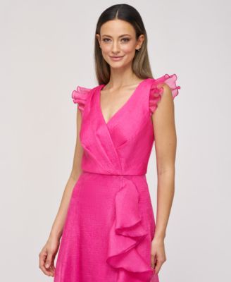 Women's Cascading-Ruffle Flutter-Sleeve Gown
