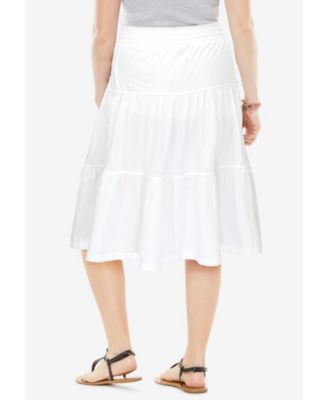 Women's Plus Size Elastic-Waist Knit Tiered Skirt
