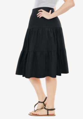 Women's Plus Size Elastic-Waist Knit Tiered Skirt