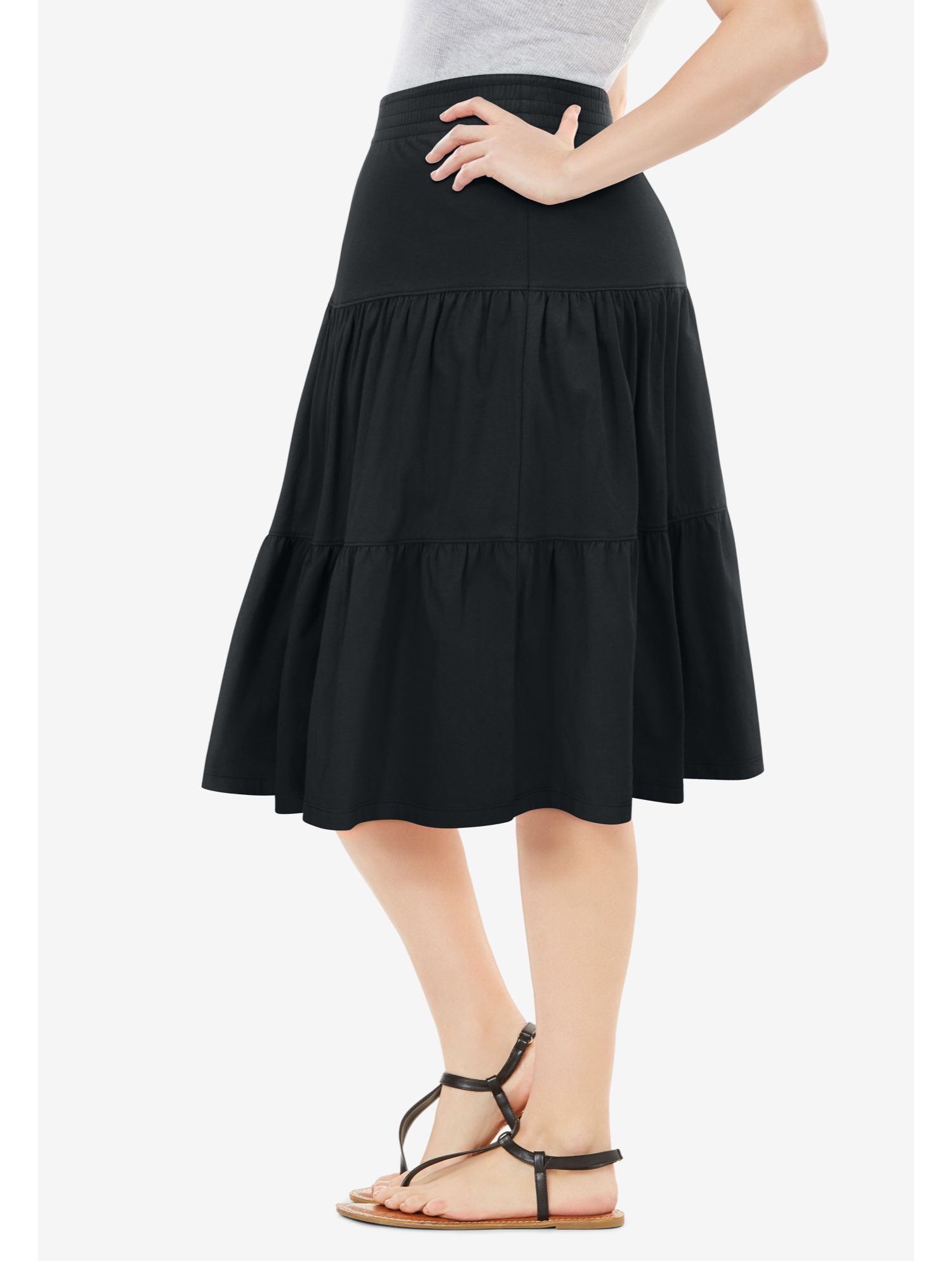 Women's Within Elastic-Waist Knit Tiered Skirt