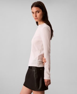 Women's Long Sleeve Textured Knit Slim Top