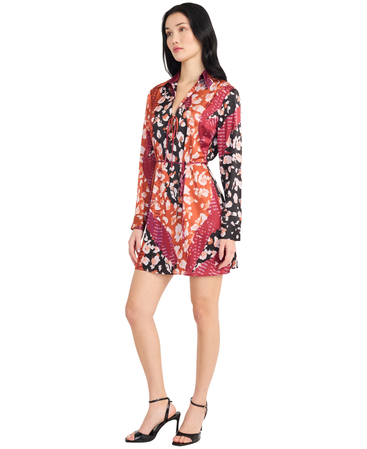 Donna Morgan Women's Tie Front Mini Dress