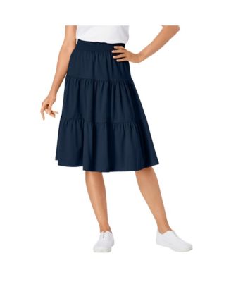 Women's Plus Size Elastic-Waist Knit Tiered Skirt