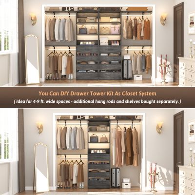 21.3'' Freestanding Closet Organizer System with 4 Drawers and Shelves