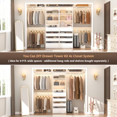 21.3'' Freestanding Closet Organizer System with 4 Drawers and Shelves
