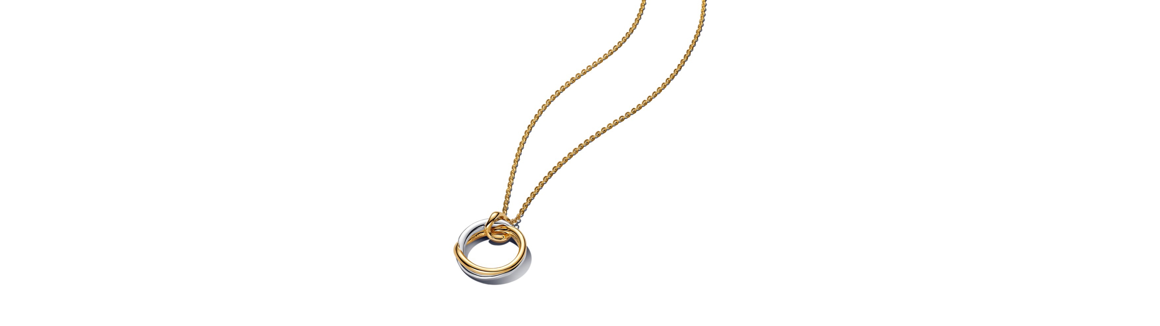 Pandora Organically Shaped Two-Tone Pendant Necklace