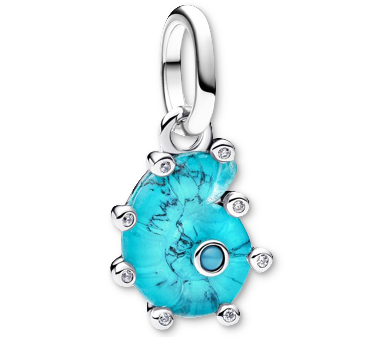 Pandora Blue Murano Glass Sea Snail Dangle Charms In Blue