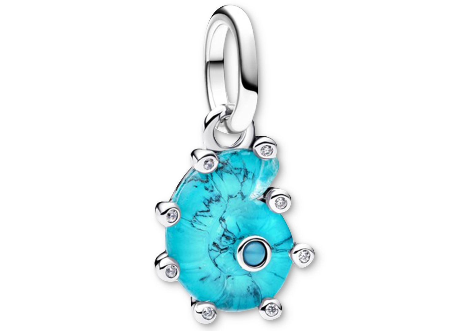 Blue Murano Glass Sea Snail Dangle Charms