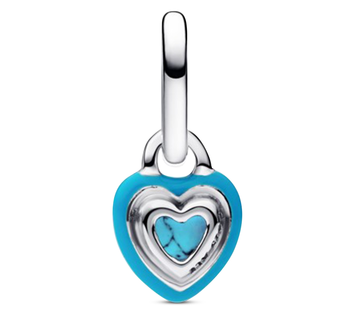 Pandora Turquoise Heart Mini Dangle Charms In Blue