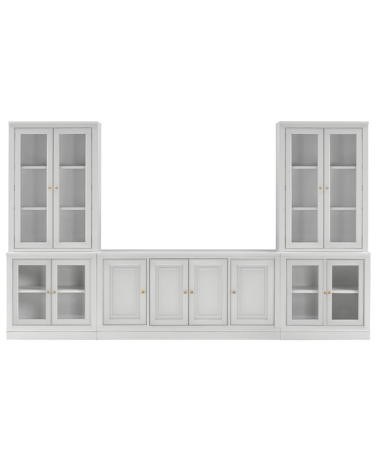 Macy's Amren 65" 4 Door Console With Door Hutches And 2 Door Bases In White