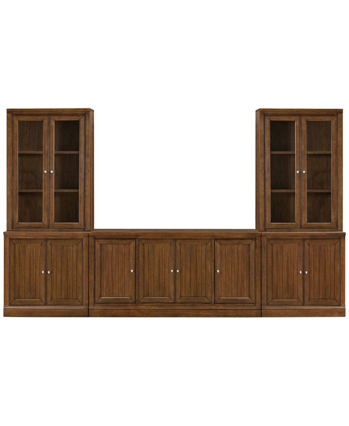 Macy's Amren 65" 4 Door Console With Door Hutches And 2 Door Bases In Brown