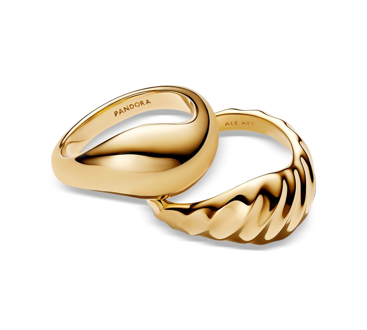Pandora Rippled 14k Gold Plated Statement Ring In Gold