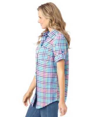 Women's Within Short-Sleeve Button Down Seersucker Shirt