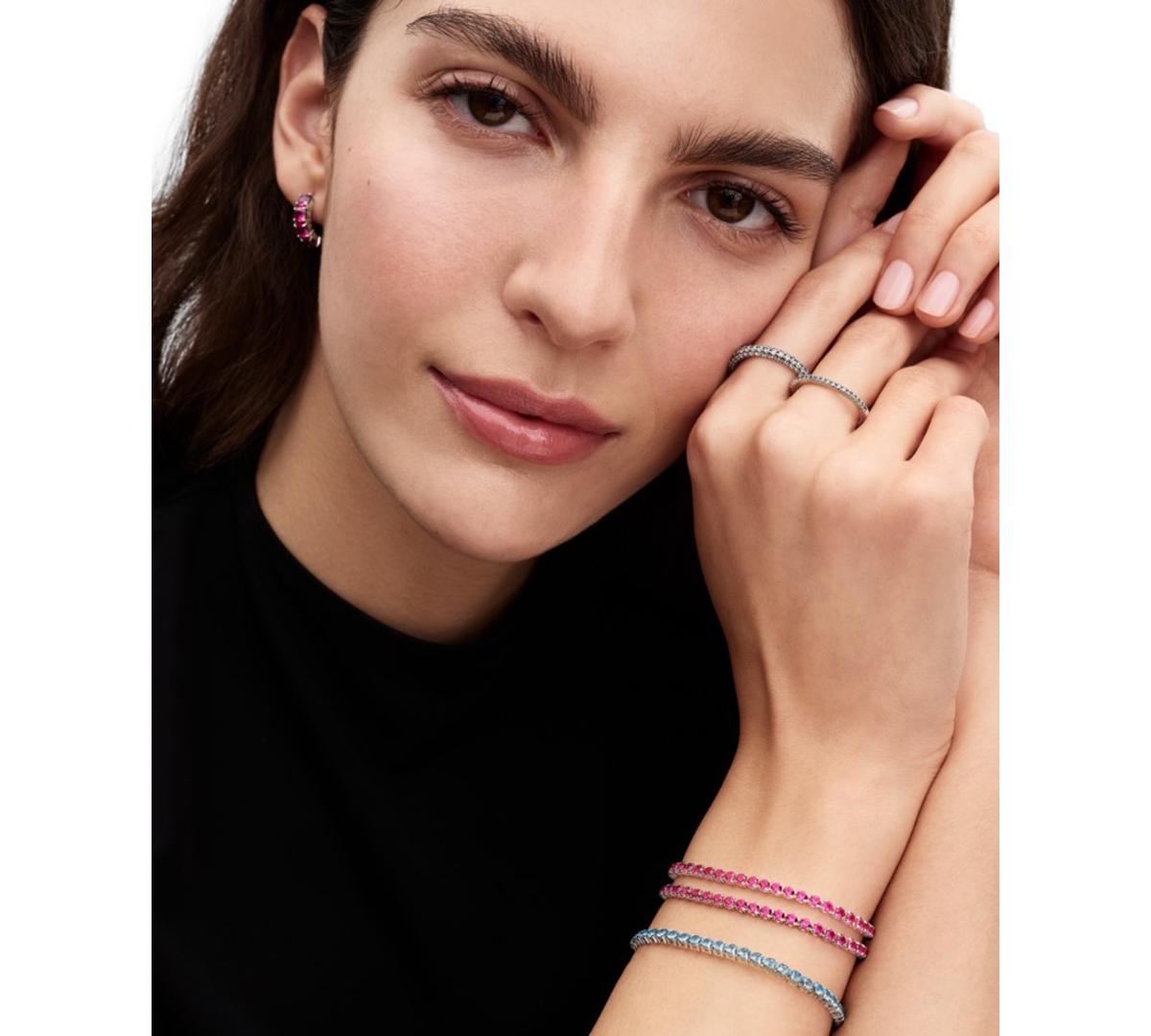 Pandora Sparkling Pink Tennis Bracelet In Multi