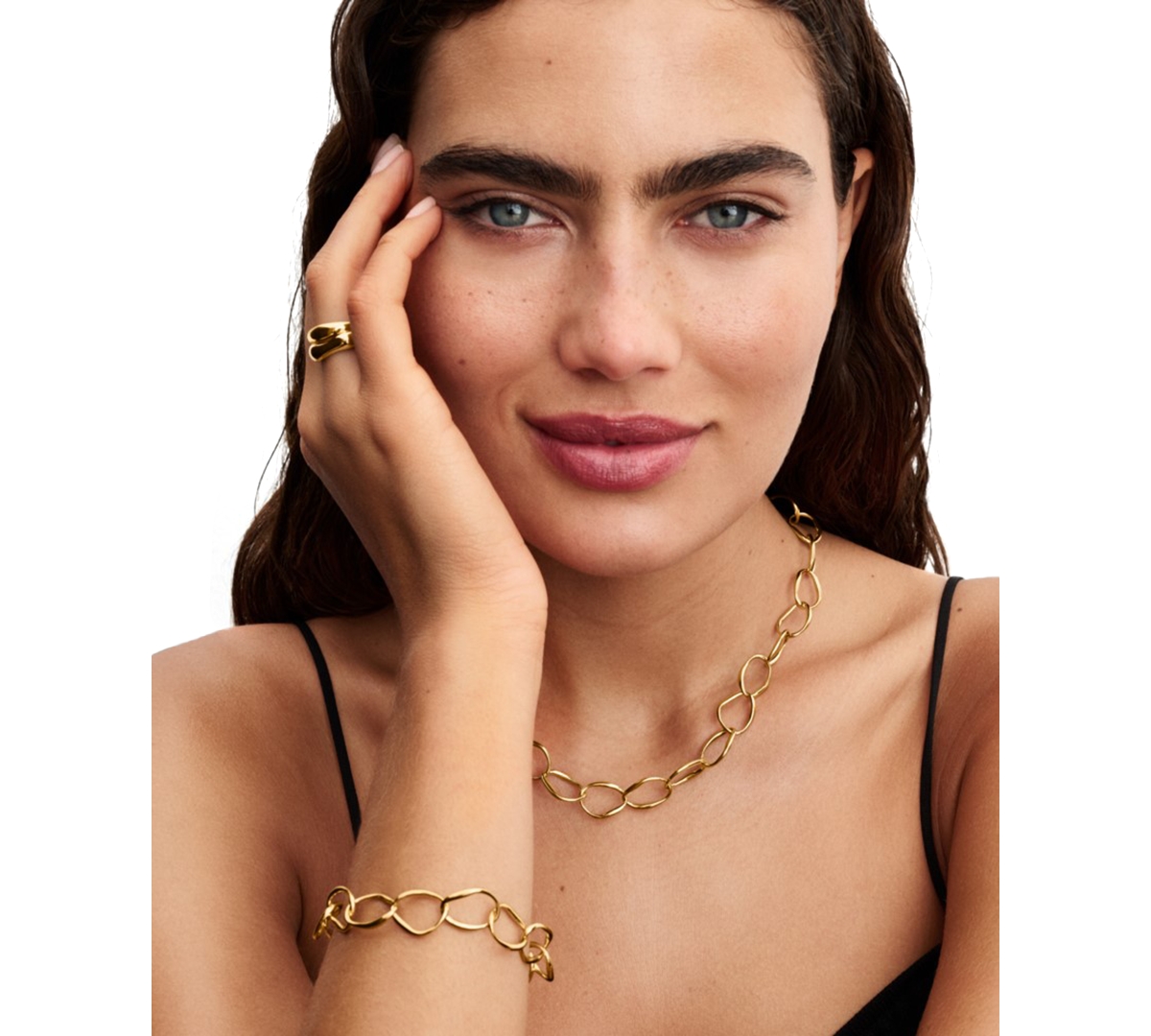 Pandora Organically Shaped Link Bracelet In Gold