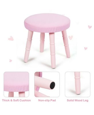 Kids Vanity Makeup Table & Chair Set Make Up Stool Play Set for Children