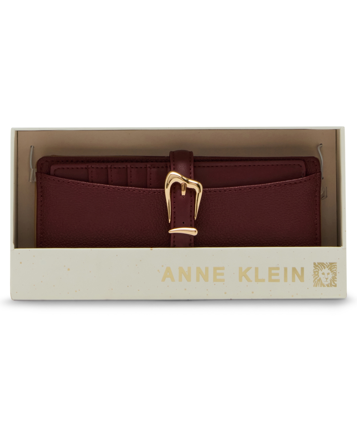 Anne Klein 2 Piece Gift Set With Sculpted Buckle Wallet And Removeable Card Organizer In Red