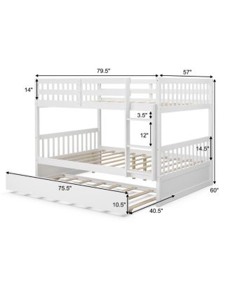 Full over Full Bunk Bed Platform Wood Bed Captain's Bed w/ Trundle & Ladder Rail