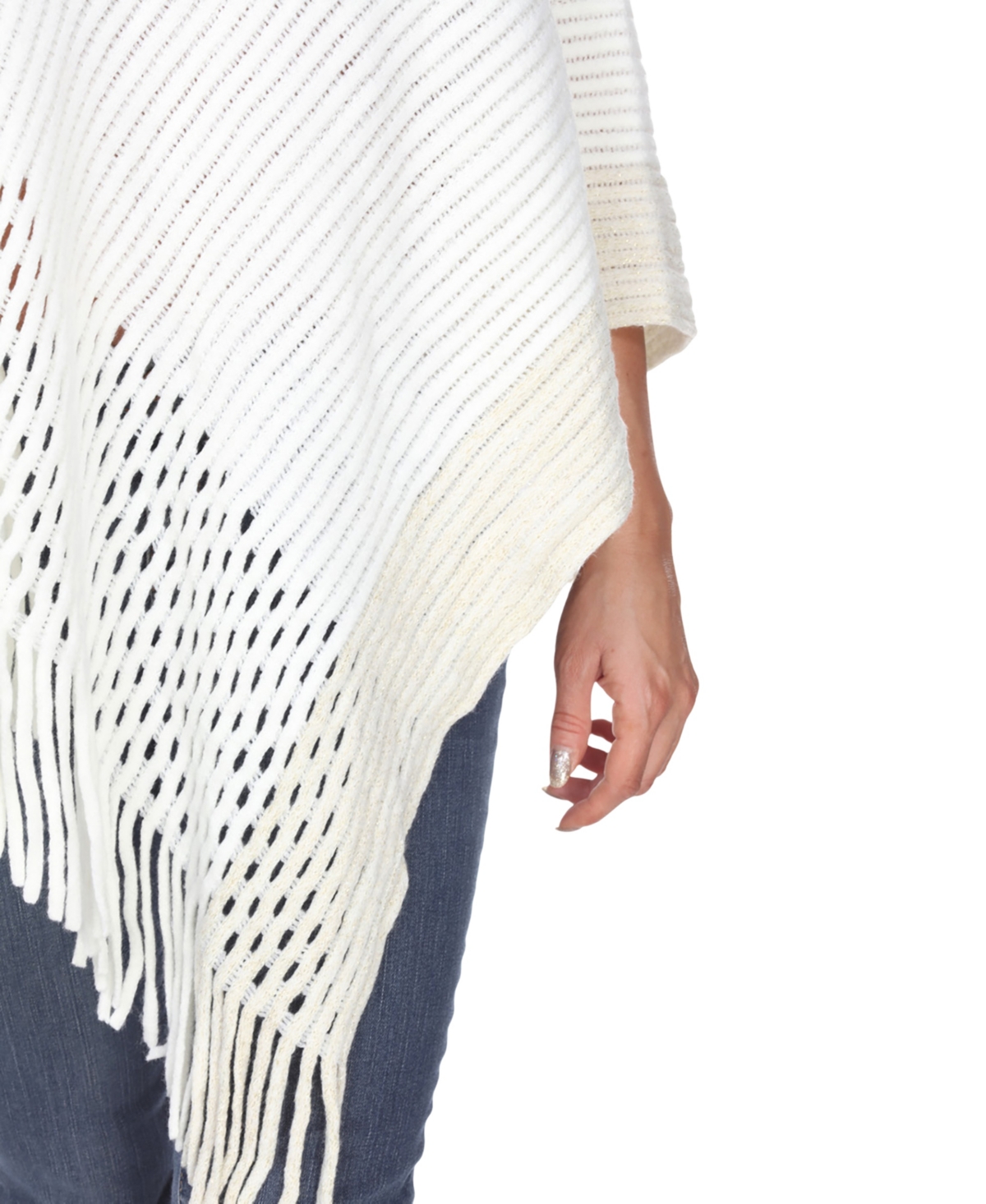 White Mark Women's Cable Knit Poncho Sweater In Animal Print