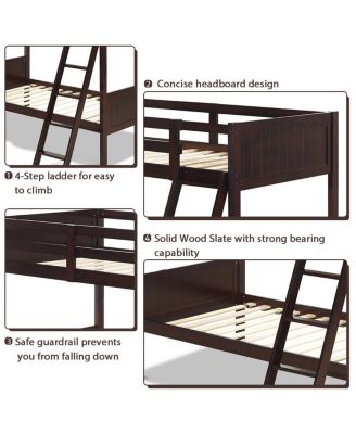 Wooden Twin Over Twin Bunk Beds Convertable 2 Individual Twin Beds