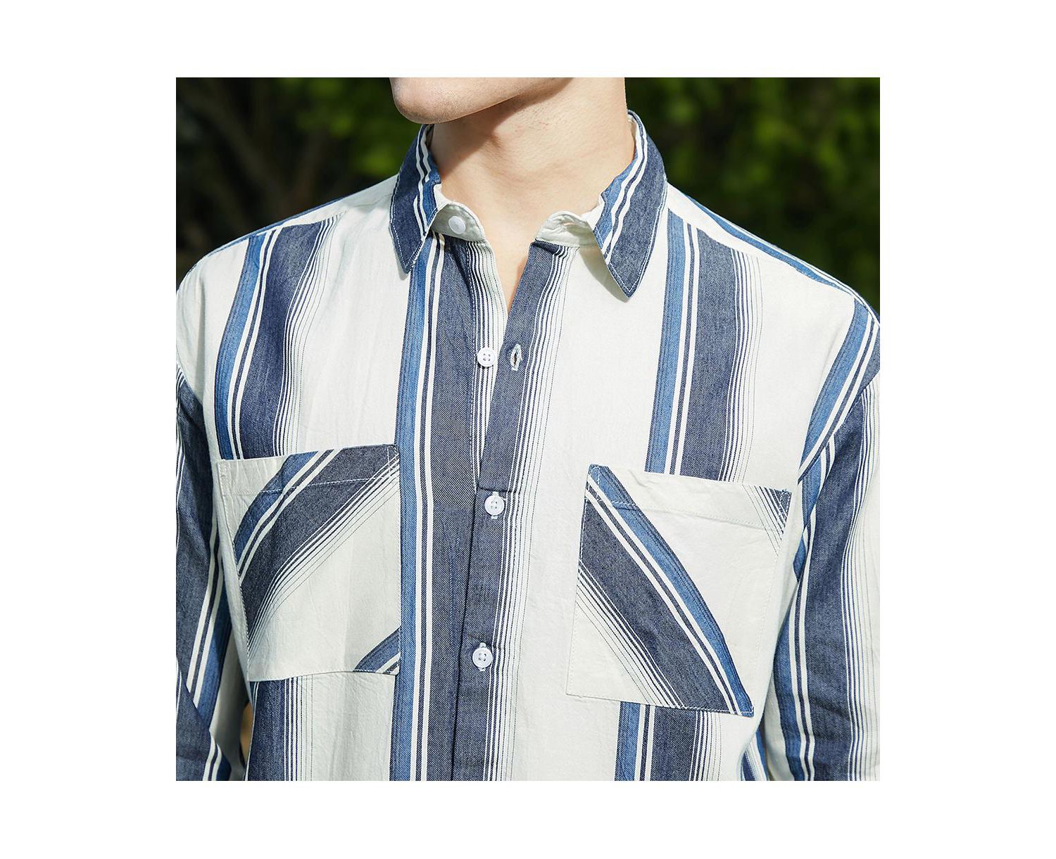 Men's Shadow-Striped Oversized Shirt.