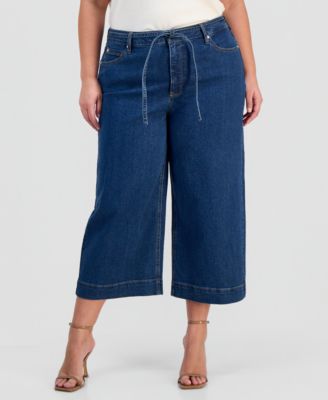 Plus Size High Rise Cropped Wide-Leg Jeans