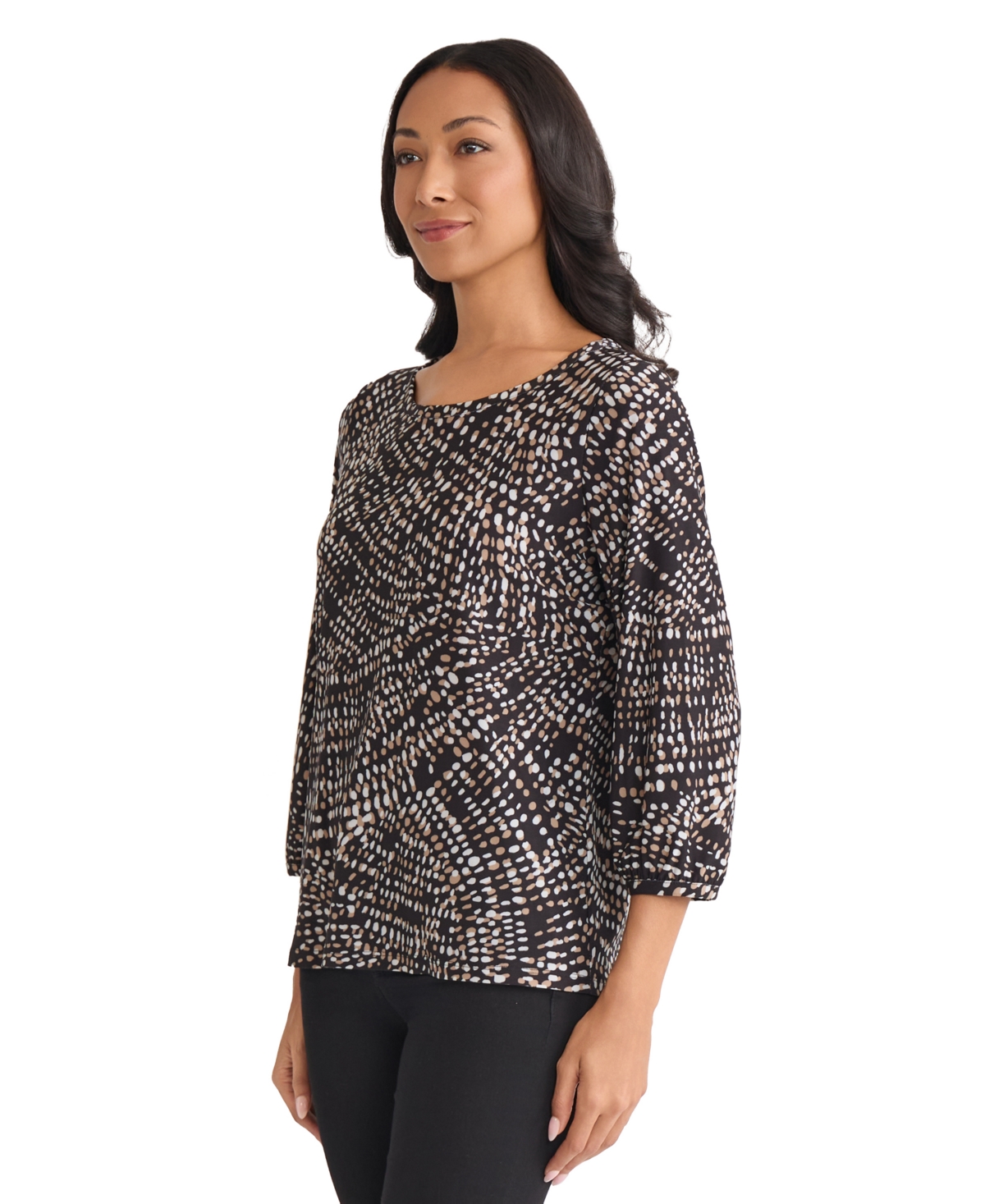 Jones New York Scattered Dot Top In Brown