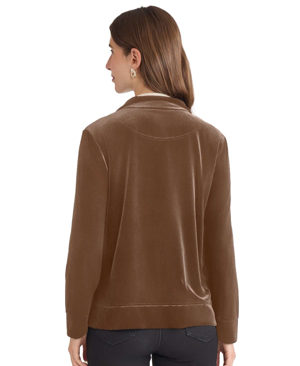 Jones New York Velour Jacket In Brown