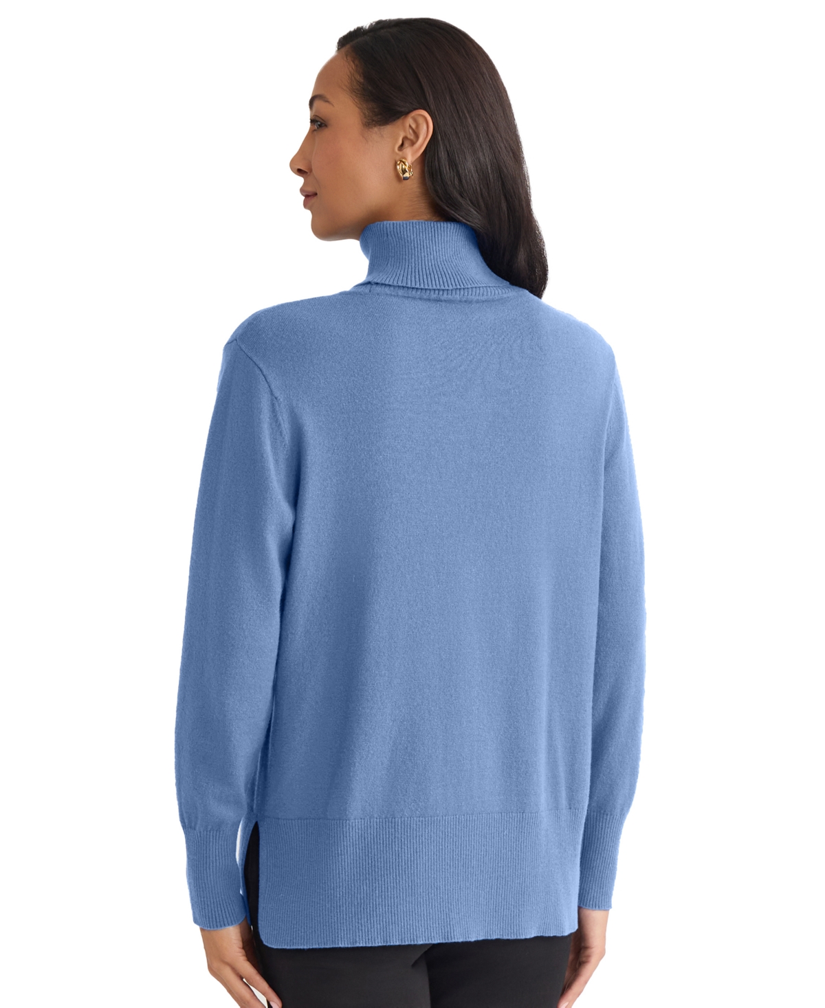 Jones New York Turtleneck Seam Front Bouclé Sweater In Blue