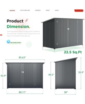7'x3' Outdoor Horizontal Bike Storage Shed