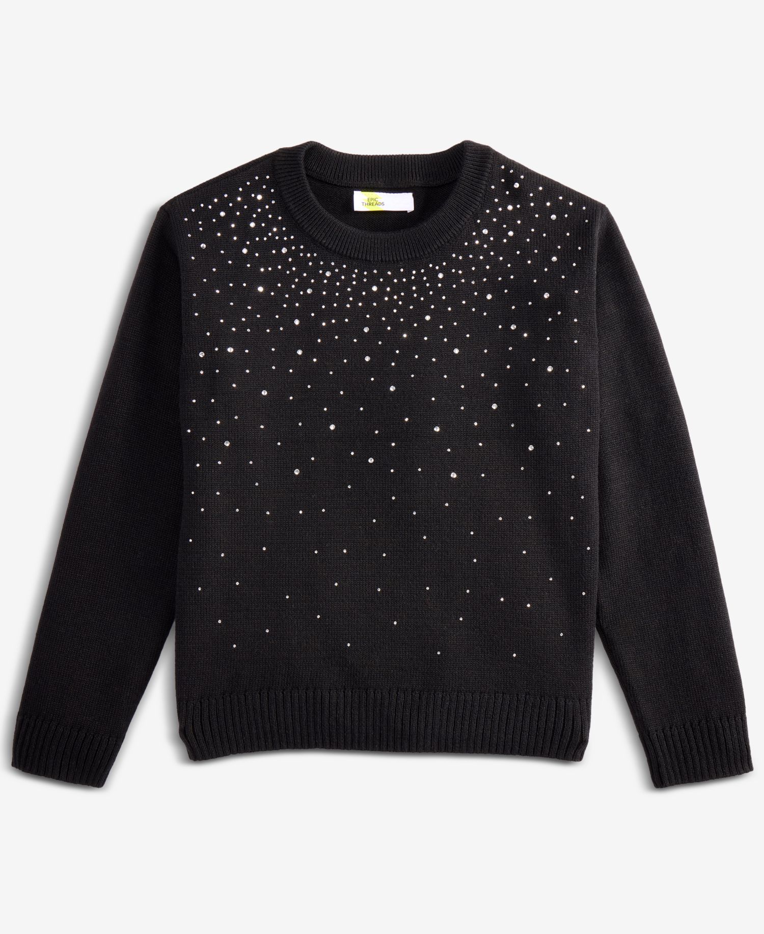 Girls' XS-XL Embellished Long-Sleeve Sweater