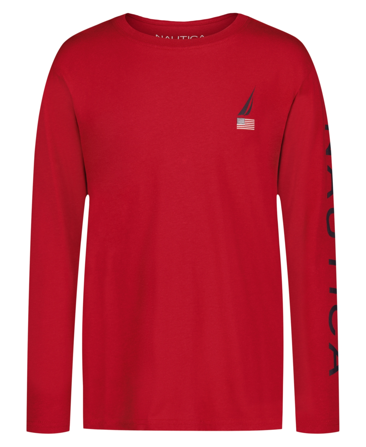 Nautica Boys 2t-7 Usa J-class Printed Long Sleeve T-shirt In Red
