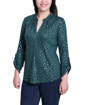 Women's Long Roll Tab Sleeve Tunic Top