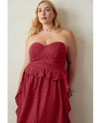 Women's June + Vie Ruffled Peplum Corseted Midi Dress