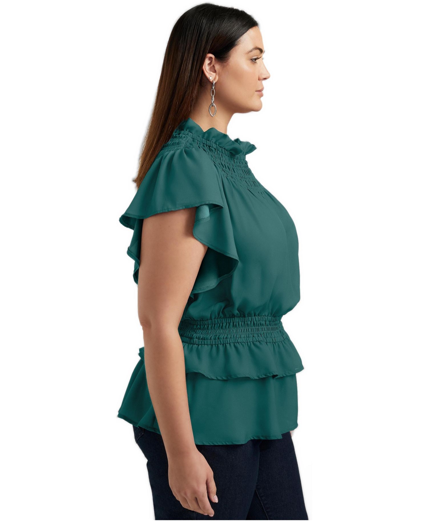 Women's June and Vie Mockneck Ruffle Blouse
