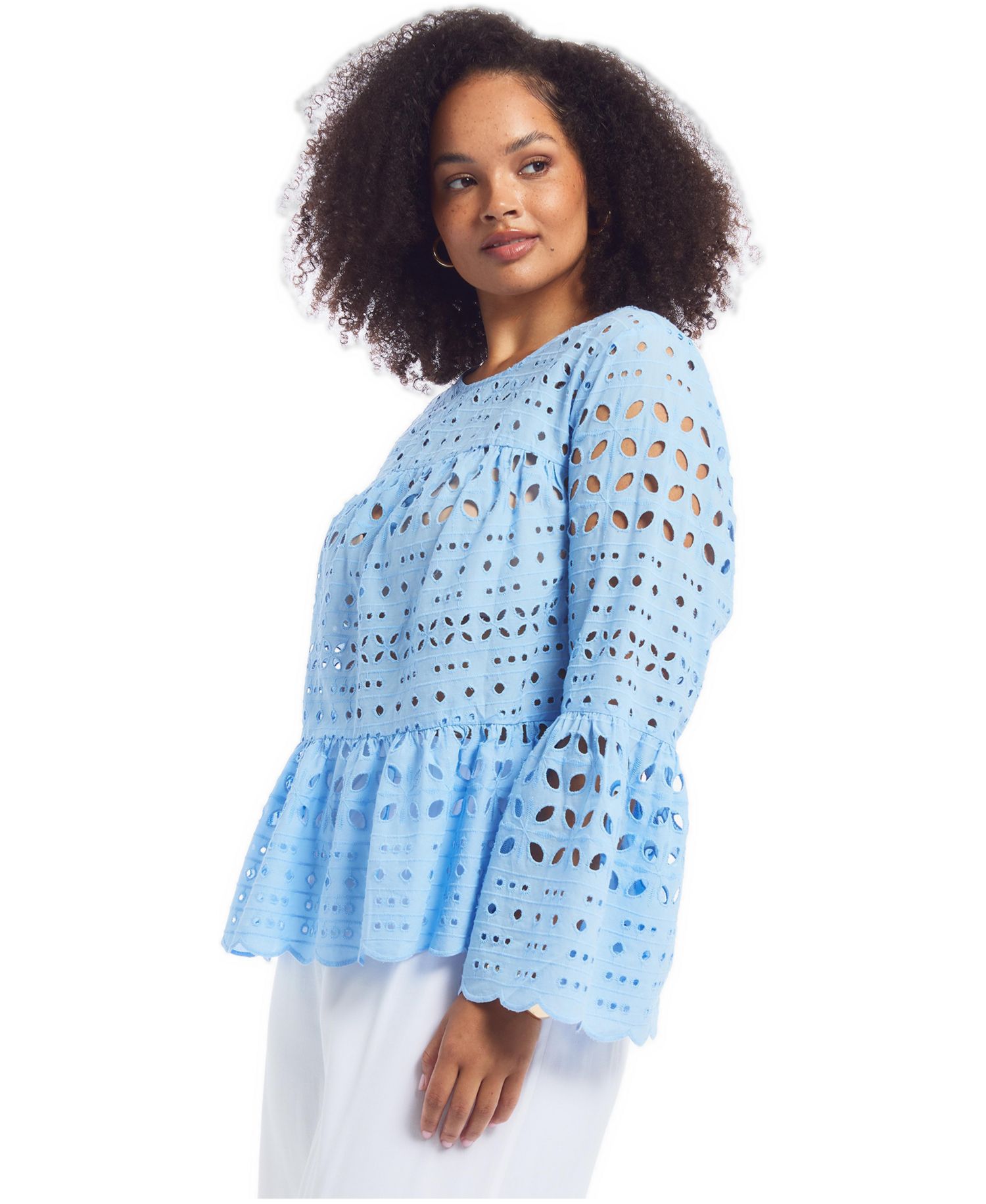 Women's June and Vie Eyelet Flounce Peplum Top
