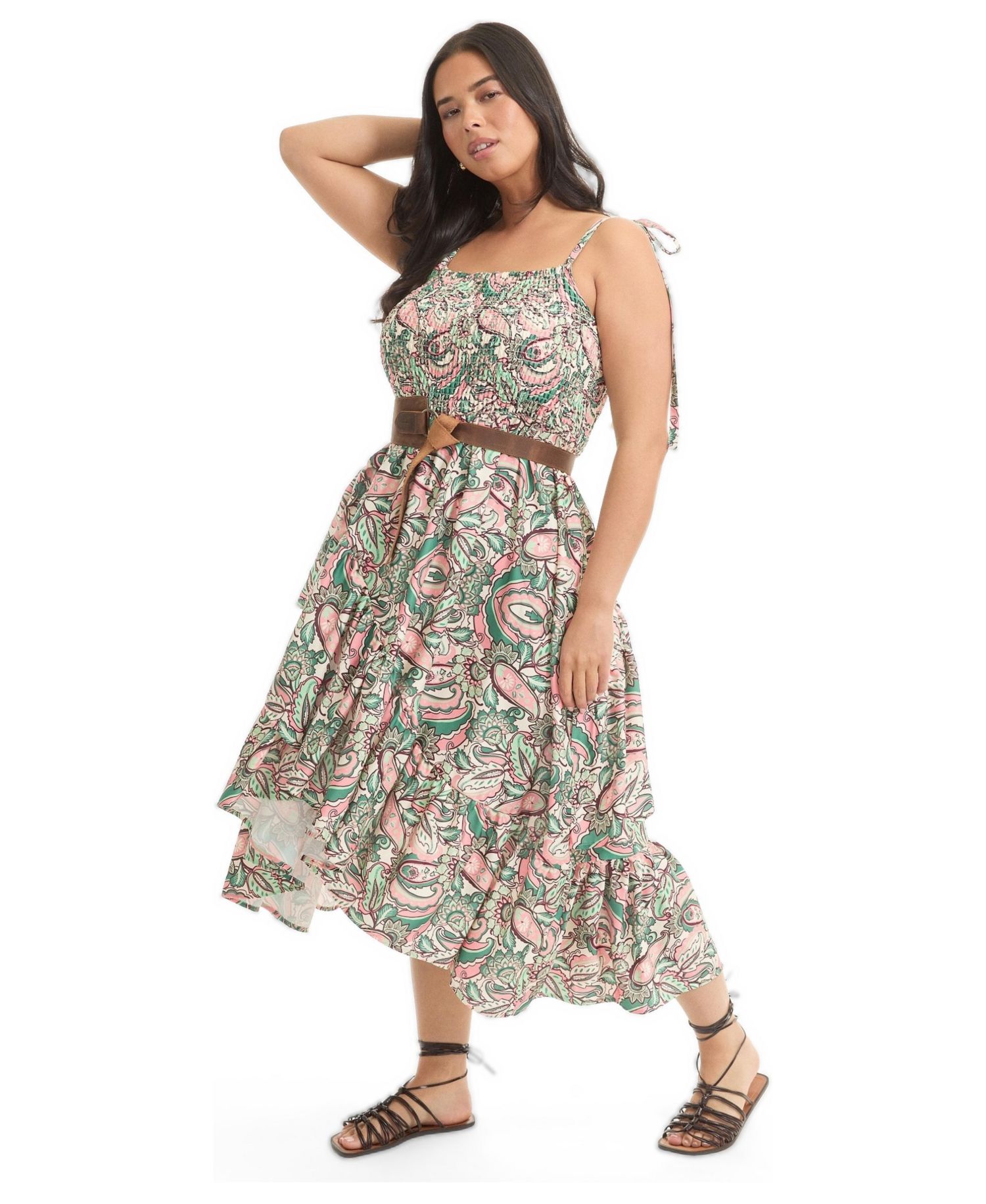 Women's June and Vie Tiered Smocked Midi Dress