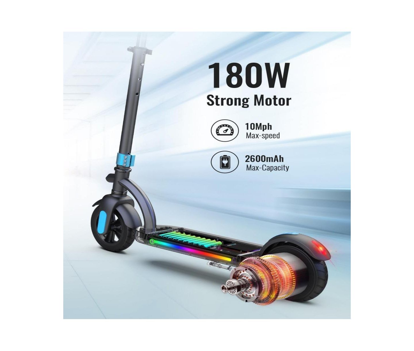 Детская игрушка Everyfun 180W Electric Scooter with Adjustable Height and LED Display, 143 lbs Capacity, Ages 6-12 — фото 2