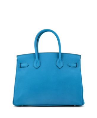 Pre-Owned HERMES Birkin 30 Handbag Blue Epsom with Palladium Hardware